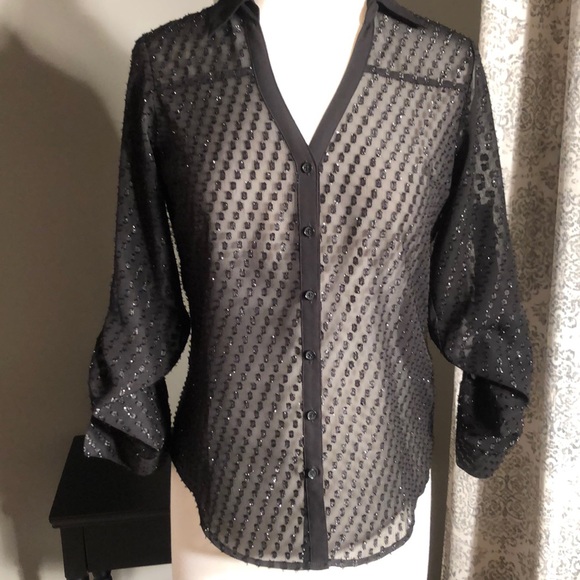 Express Tops - Express black see through dress shirt